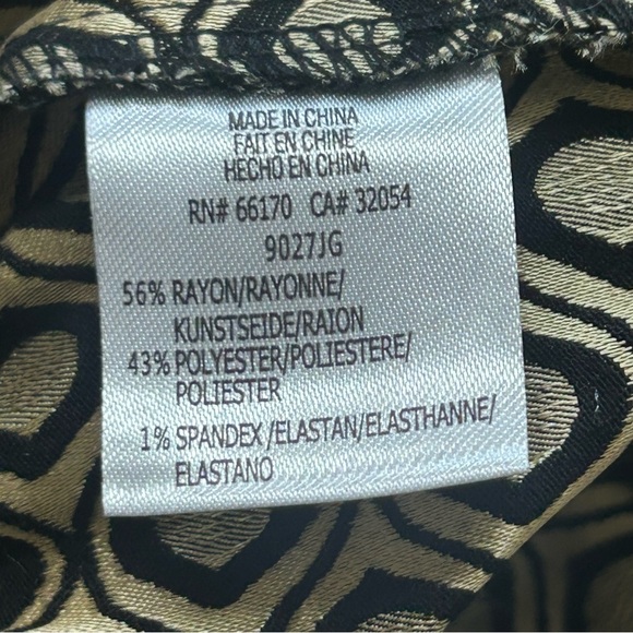 Anthropologie Women’s Slim Ankle Pants Black Gold Geometric Print Size Medium - Picture 7 of 8